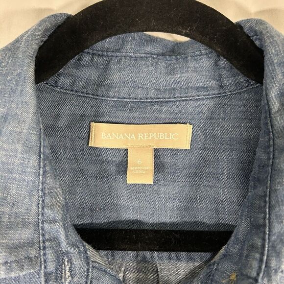 Banana Republic Knee Length Dress Women's 6 Blue Button Up Long Sleeve Collared - Picture 5 of 10